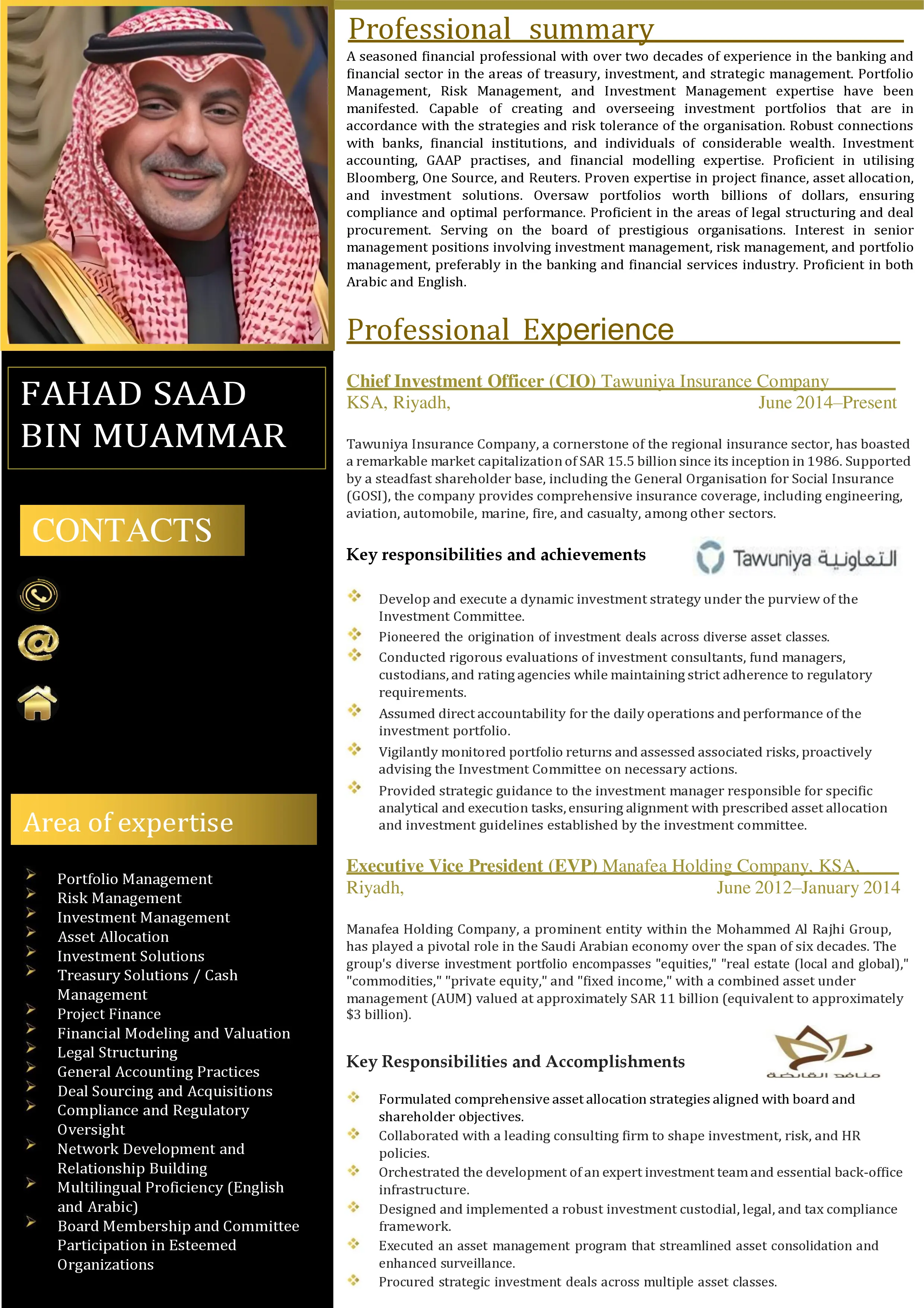 Senior Executive Biography